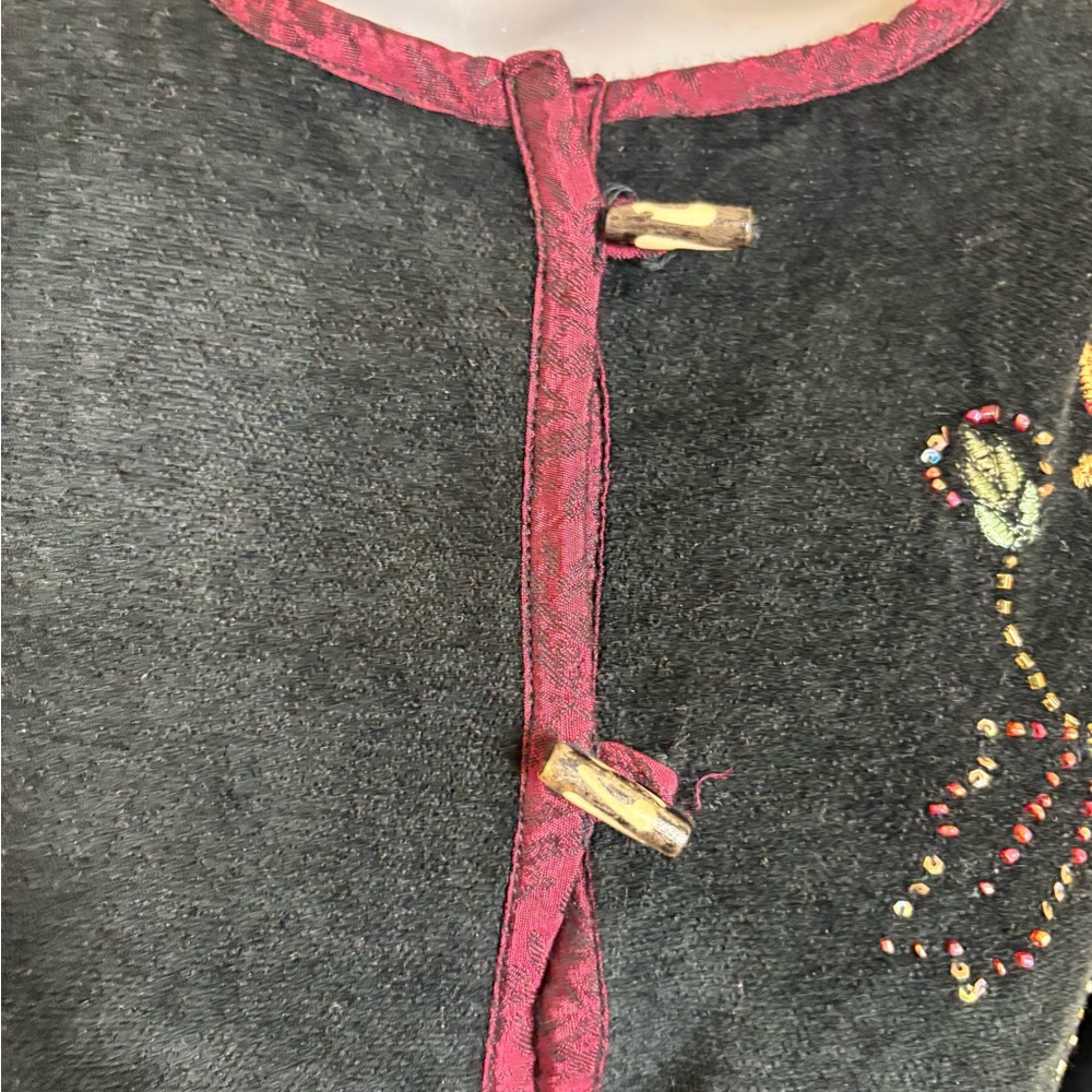Vintage White Stag Women's Jacket Cardigan Womens XL Black Velvet Embroidered - Picture 4 of 16
